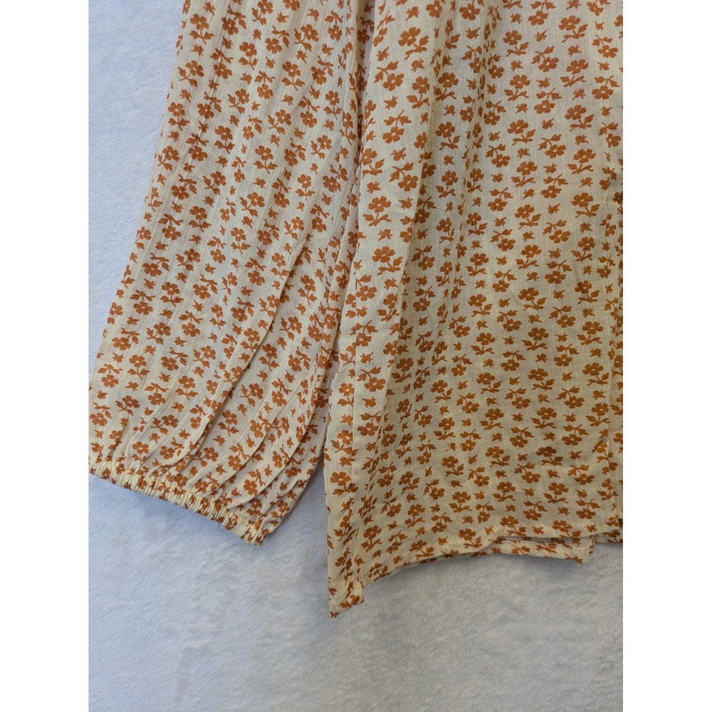 Madewell Women's Tiny Floral Print Ruffle Neck Long Sleeve Blouse XS‎ - Picture 2 of 8